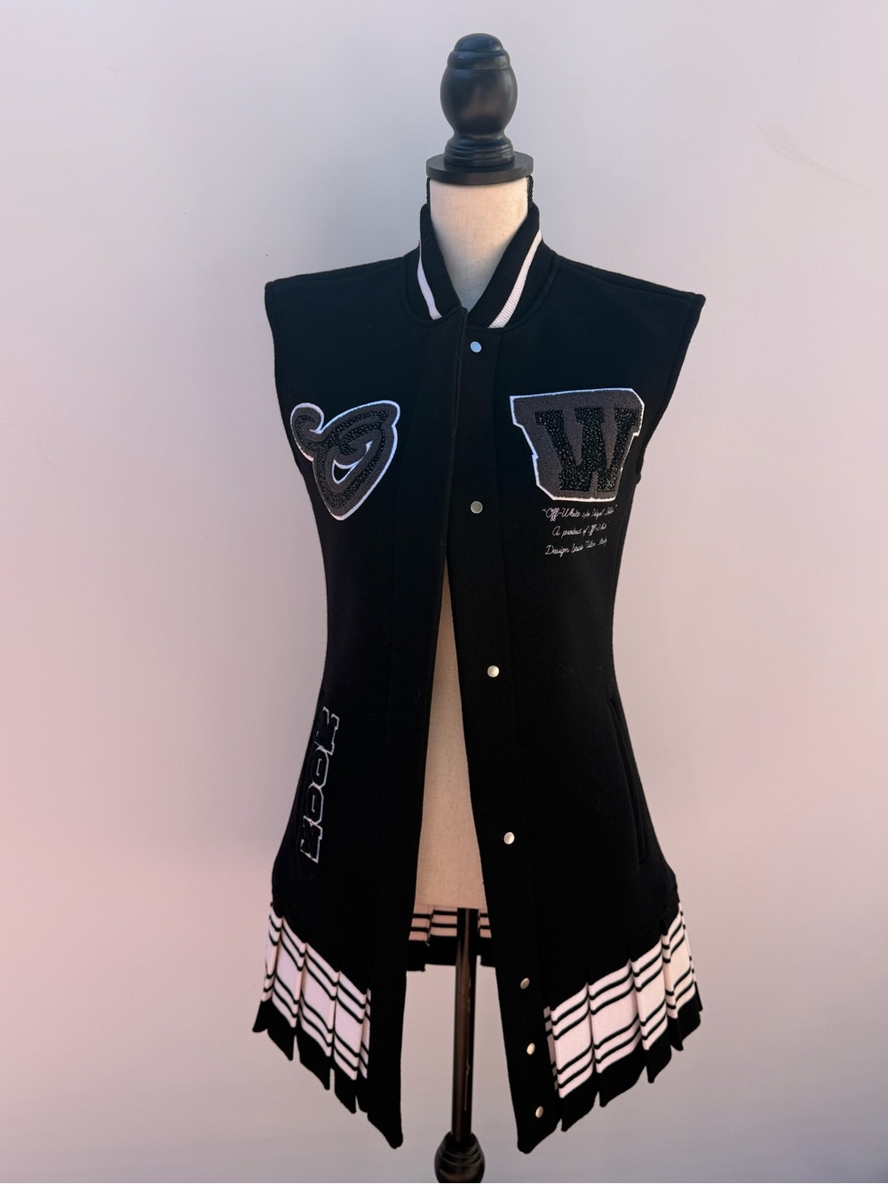 Off White c/o Virgil Abloh 2013 Black “Meteor Varsity Dress” with White Trim